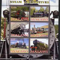 Malawi 2008 Steam Locomotives perf sheetlet containing 6 values, unmounted mint