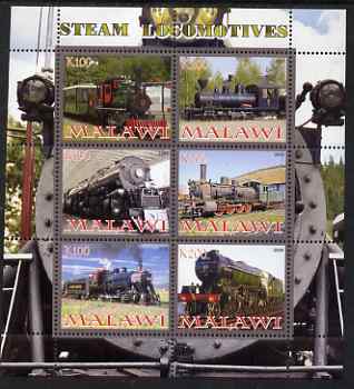 Malawi 2008 Steam Locomotives perf sheetlet containing 6 values, unmounted mint