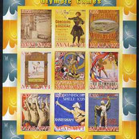 Malawi 2008 History of the Summer Olympics #1 1896-1932,imperf sheetlet containing 9 values, unmounted mint