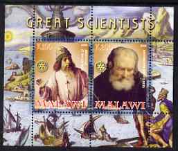 Malawi 2008 Great Scientists #1 - Aristotel & Archimedes perf sheetlet containing 2 values each with Rotary logo, unmounted mint