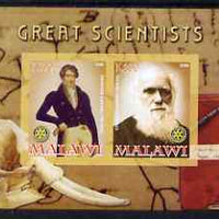 Malawi 2008 Great Scientists #2 - Darwin & Cuvier imperf sheetlet containing 2 values each with Rotary logo, unmounted mint