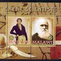 Malawi 2008 Great Scientists #2 - Darwin & Cuvier perf sheetlet containing 2 values each with Rotary logo, unmounted mint