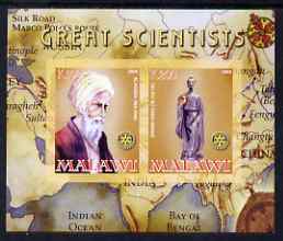 Malawi 2008 Great Scientists #3 - Alhazen & Zhang Heng imperf sheetlet containing 2 values each with Rotary logo, unmounted mint