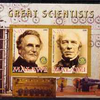 Malawi 2008 Great Scientists #4 - Babbage & Faraday imperf sheetlet containing 2 values each with Rotary logo, unmounted mint