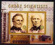 Malawi 2008 Great Scientists #4 - Babbage & Faraday imperf sheetlet containing 2 values each with Rotary logo, unmounted mint