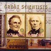 Malawi 2008 Great Scientists #4 - Babbage & Faraday perf sheetlet containing 2 values each with Rotary logo, unmounted mint