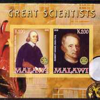 Malawi 2008 Great Scientists #6 - Harvey & Hooke imperf sheetlet containing 2 values each with Rotary logo, unmounted mint