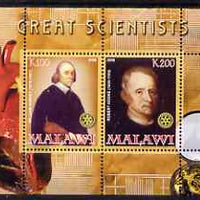 Malawi 2008 Great Scientists #6 - Harvey & Hooke perf sheetlet containing 2 values each with Rotary logo, unmounted mint