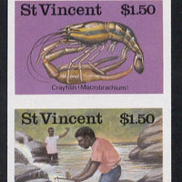 St Vincent 1986 Freshwater Fishing (Crayfishing) $1.50 unmounted mint imperf se-tenant pair (as SG 1047a)