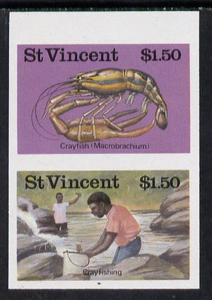 St Vincent 1986 Freshwater Fishing (Crayfishing) $1.50 unmounted mint imperf se-tenant pair (as SG 1047a)