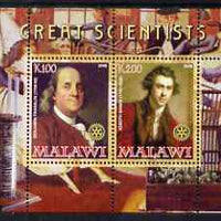 Malawi 2008 Great Scientists #8 - Franklin & Banks perf sheetlet containing 2 values each with Rotary logo, unmounted mint