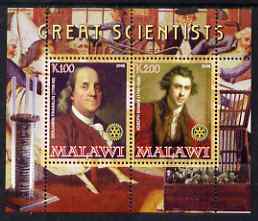 Malawi 2008 Great Scientists #8 - Franklin & Banks perf sheetlet containing 2 values each with Rotary logo, unmounted mint