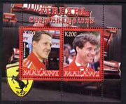 Malawi 2008 Ferrari Team Formula 1 Champions #3 - Schumacher & Irvine perf sheetlet containing 2 values unmounted mint