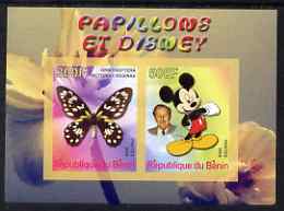 Benin 2008 Disney & Butterflies #1 imperf sheetlet containing 2 values unmounted mint