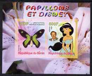 Benin 2008 Disney & Butterflies #3 imperf sheetlet containing 2 values unmounted mint