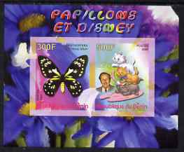 Benin 2008 Disney & Butterflies #5 imperf sheetlet containing 2 values unmounted mint