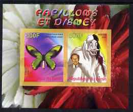Benin 2008 Disney & Butterflies #6 imperf sheetlet containing 2 values unmounted mint