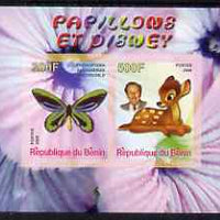 Benin 2008 Disney & Butterflies #7 imperf sheetlet containing 2 values unmounted mint