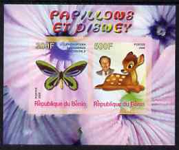 Benin 2008 Disney & Butterflies #7 imperf sheetlet containing 2 values unmounted mint