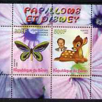 Benin 2008 Disney & Butterflies #7 perf sheetlet containing 2 values unmounted mint