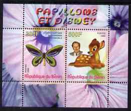 Benin 2008 Disney & Butterflies #7 perf sheetlet containing 2 values unmounted mint
