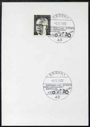 Postmark - West Berlin 1972 5pfg postal card with special cancellation for Racing Car Exhibition