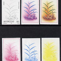 St Vincent 1985 Herbs & Spices $3 (Ginger) set of 6 imperf progressive proofs comprising the 4 individual colours plus 2 & 3 colour composites (as SG 871)