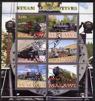 Malawi 2008 Steam Locomotives perf sheetlet containing 6 values, fine cto used