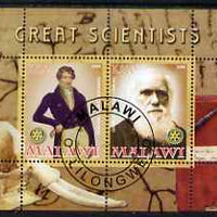 Malawi 2008 Great Scientists #2 - Darwin & Cuvier perf sheetlet containing 2 values each with Rotary logo, fine cto used