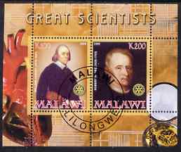 Malawi 2008 Great Scientists #6 - Harvey & Hooke perf sheetlet containing 2 values each with Rotary logo, fine cto used