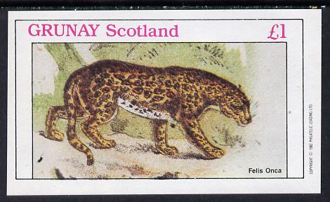 Grunay 1982 Animals (Felis Onca) imperf souvenir sheet sheet (£1 value) unmounted mint