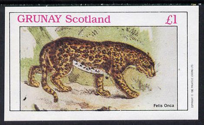 Grunay 1982 Animals (Felis Onca) imperf souvenir sheet sheet (£1 value) unmounted mint