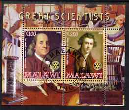 Malawi 2008 Great Scientists #8 - Franklin & Banks perf sheetlet containing 2 values each with Rotary logo, fine cto used
