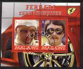 Malawi 2008 Ferrari Team Formula 1 Champions #1 - Lauda & Mansell perf sheetlet containing 2 values fine cto used