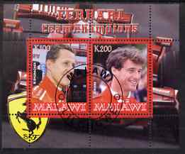 Malawi 2008 Ferrari Team Formula 1 Champions #3 - Schumacher & Irvine perf sheetlet containing 2 values fine cto used