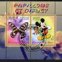 Benin 2008 Disney & Butterflies #1 perf sheetlet containing 2 values fine cto used