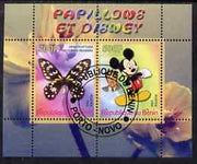 Benin 2008 Disney & Butterflies #1 perf sheetlet containing 2 values fine cto used