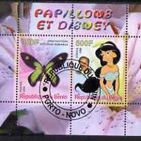 Benin 2008 Disney & Butterflies #3 perf sheetlet containing 2 values fine cto used