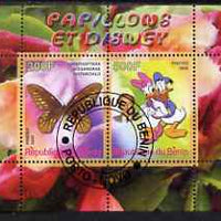 Benin 2008 Disney & Butterflies #4 perf sheetlet containing 2 values fine cto used