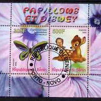 Benin 2008 Disney & Butterflies #7 perf sheetlet containing 2 values fine cto used