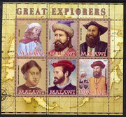 Malawi 2008 Great Explorers #1 perf sheetlet containing 6 values unmounted mint