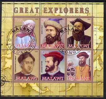 Malawi 2008 Great Explorers #1 perf sheetlet containing 6 values fine cto used