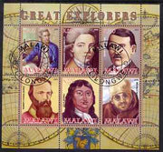 Malawi 2008 Great Explorers #2 perf sheetlet containing 6 values fine cto used
