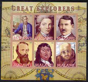 Malawi 2008 Great Explorers #2 imperf sheetlet containing 6 values unmounted mint