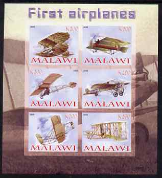 Malawi 2008 First Airplanes imperf sheetlet containing 6 values unmounted mint