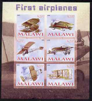 Malawi 2008 First Airplanes imperf sheetlet containing 6 values unmounted mint