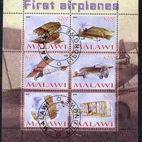 Malawi 2008 First Airplanes perf sheetlet containing 6 values fine cto used