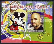 Djibouti 2008 Disney & World of Sport - Tennis & Andre Agassi imperf sheetlet containing 2 values unmounted mint
