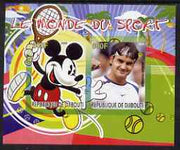 Djibouti 2008 Disney & World of Sport - Tennis & Roger Federer imperf sheetlet containing 2 values unmounted mint