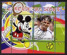Djibouti 2008 Disney & World of Sport - Tennis & Roger Federer perf sheetlet containing 2 values fine cto used